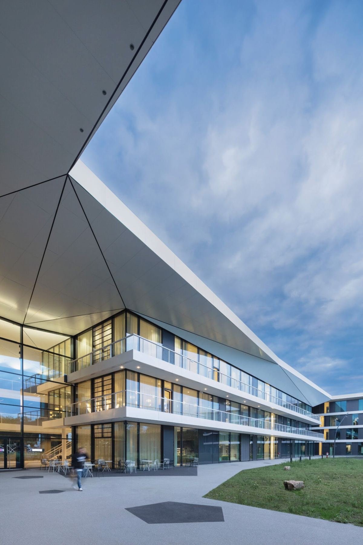 Modern architecture of the DFB Campus building